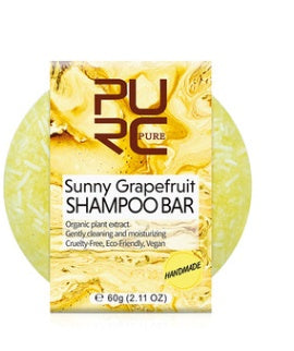 Sunny Grapefruit Shampoo Bar packaging with 'PURE' branding on a white background